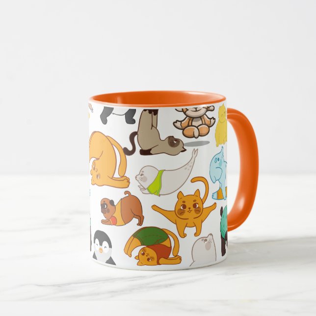 funny Yoga Poses With Animals Mug (Front Right)