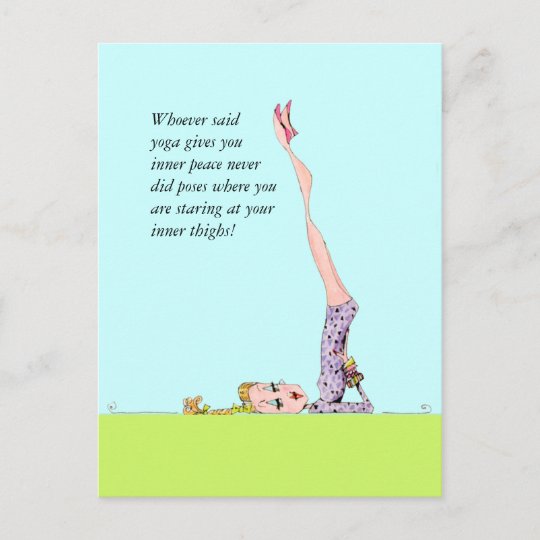 Funny Yoga Postcard With Funny Yoga Humour Zazzle Ca