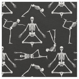 funny yoga skeletons fabric