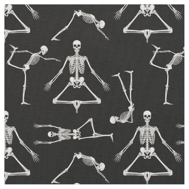 funny yoga skeletons fabric (Close Up)