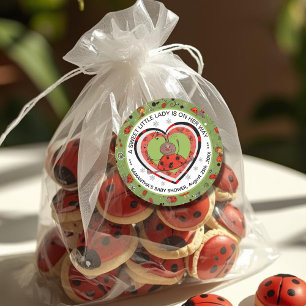 Funny Yoga Stretch Ladybug Heart Baby Shower  Classic Round Sticker