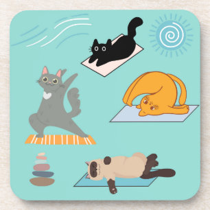 Funny Yoga with Cats Coaster