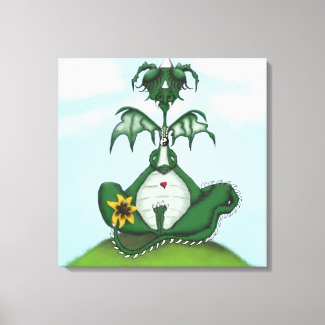 Funny Yogi Dragon Painting Canvas Print (Front)
