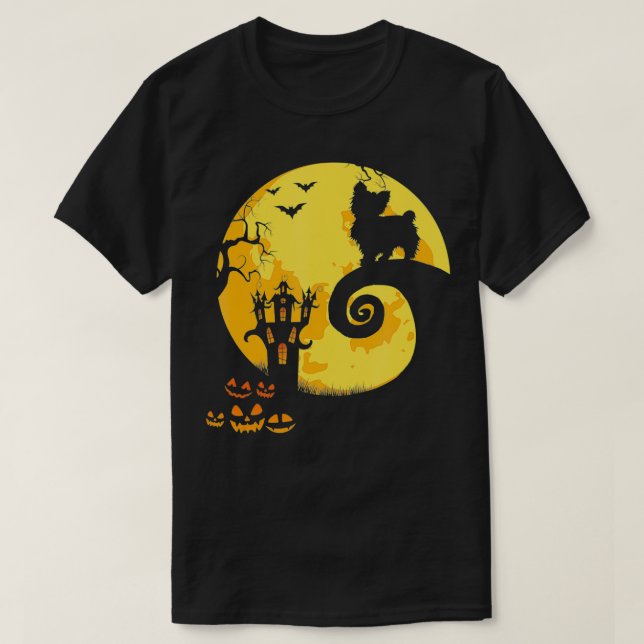 Funny Yorkie And Moon Halloween Costume  T-Shirt (Design Front)