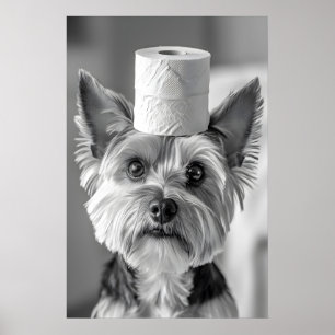 Funny Yorkshire Terrier Bathroom Print, Toilet Poster