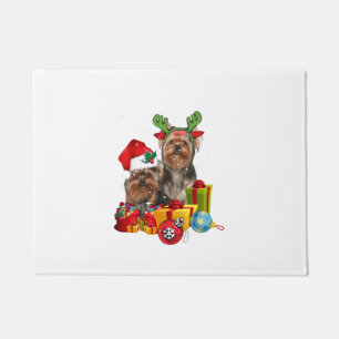 Funny Yorkshire Terrier christmas  Doormat