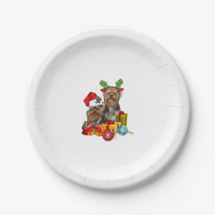 Funny Yorkshire Terrier christmas Paper Plate