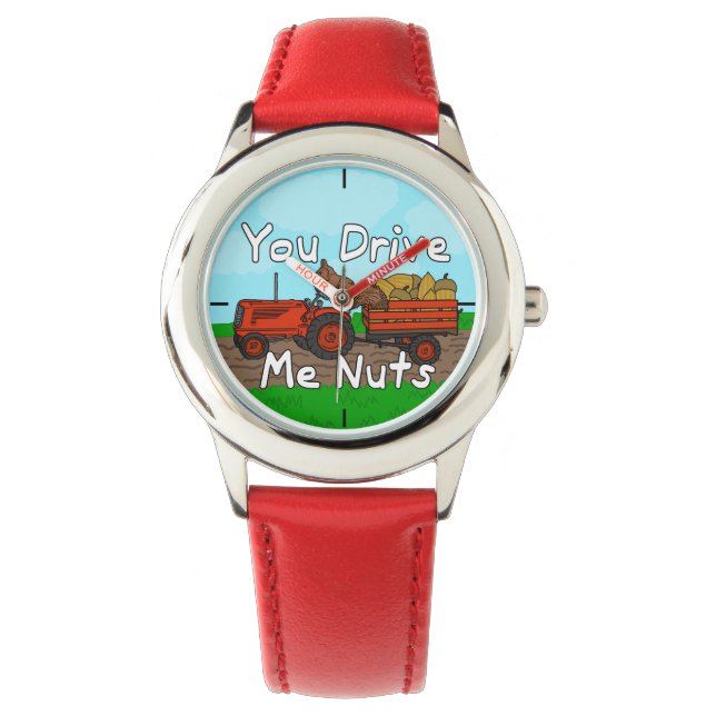 Funny You Drive Me Nuts Squirrel Pun Watch (Front)