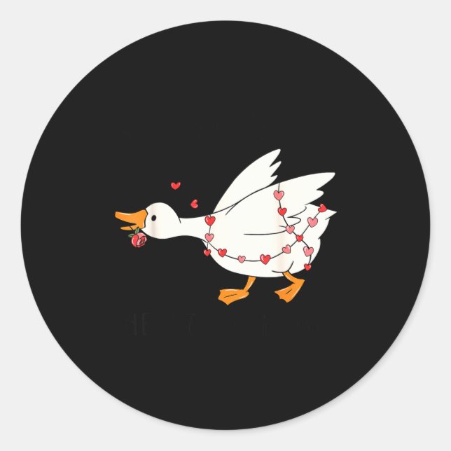 Funny You Make My Heart Go Honk Goose Heart Valent Classic Round Sticker (Front)