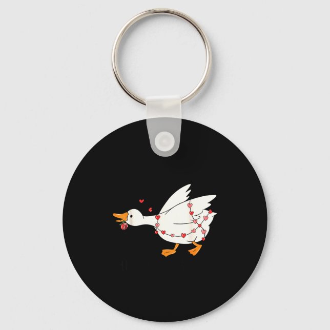 Funny You Make My Heart Go Honk Goose Heart Valent Keychain (Front)