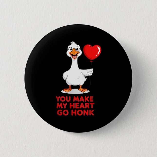 Funny You Make My Heart Go Honk Matching Valentine 2 Inch Round Button (Front)
