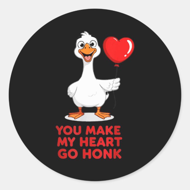 Funny You Make My Heart Go Honk Matching Valentine Classic Round Sticker (Front)