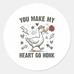 Funny You Make My Heart Go Honk Silly Goose Valent Classic Round Sticker