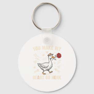 Funny You Make My Heart Go Honk Silly Goose Valent Keychain