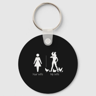 Funny Your Wife My Wife Chicken Lady Shirt, Farm L Keychain