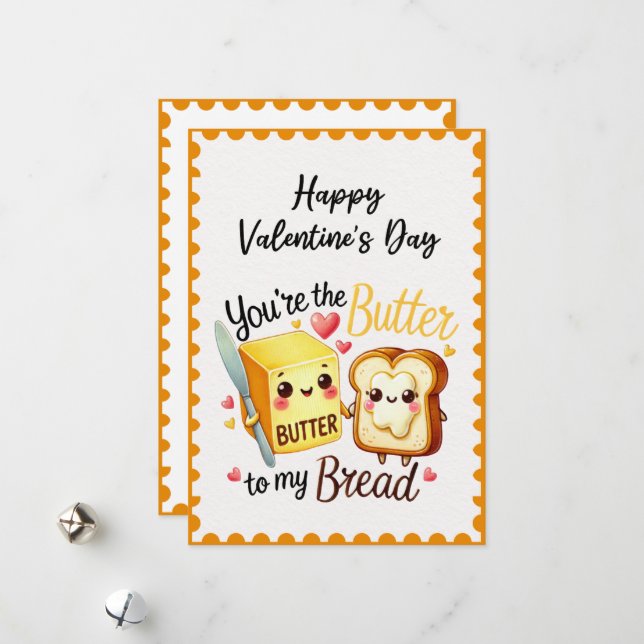 Funny You're The Butte To My Bread Valentine's Day Holiday Card (Front/Back In Situ)