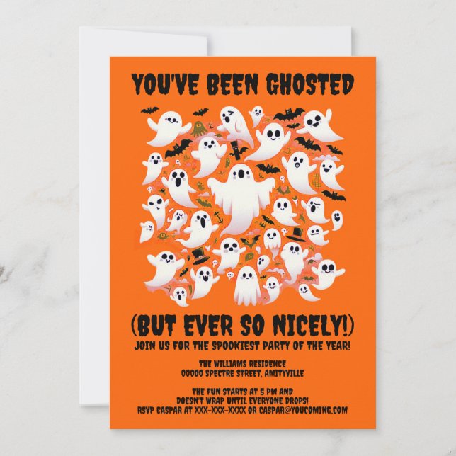 Funny You've Been Ghosted! Ghosts in Flight Invitation (Front)