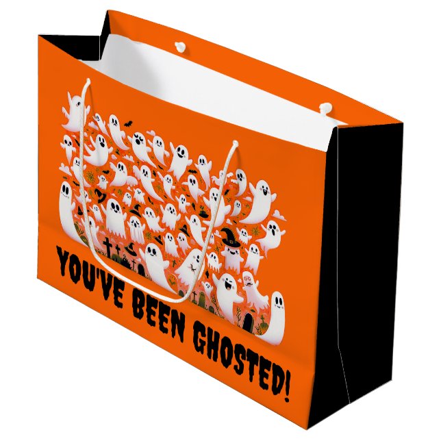 Funny You've Been Ghosted! Ghosts in Graveyard Large Gift Bag (Front Angled)