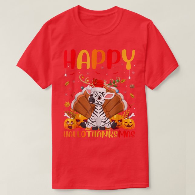 Funny Zebra Animal Lover Happy Zebra HelloThanksMa T-Shirt (Design Front)