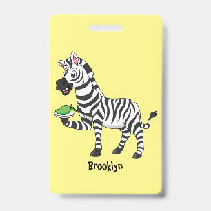 Funny zebra cartoon illustration  badge