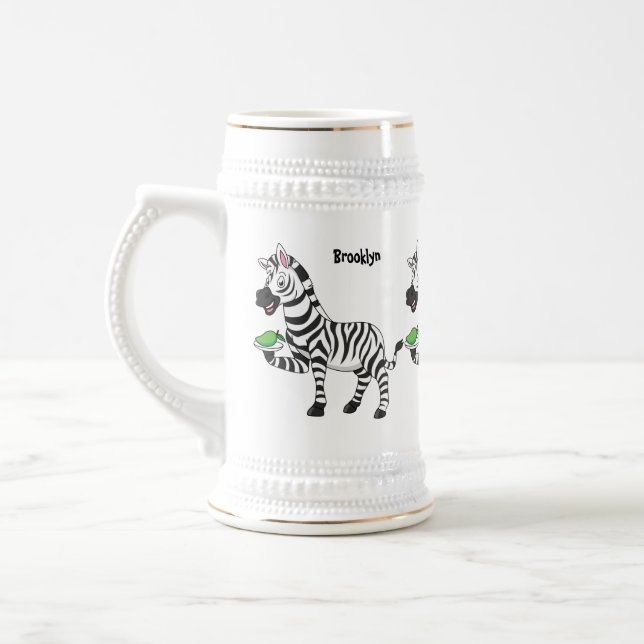 Funny zebra cartoon illustration beer stein (Left)