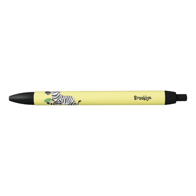 Funny zebra cartoon illustration black ink pen (Front)