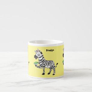 Funny zebra cartoon illustration espresso cup