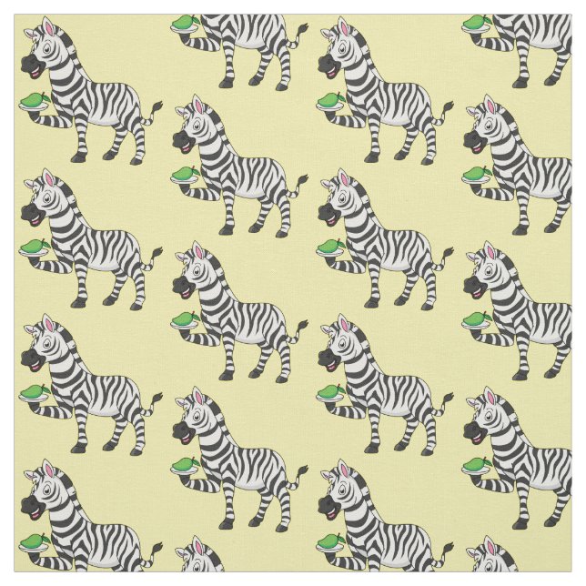 Funny zebra cartoon illustration fabric (Swatch)