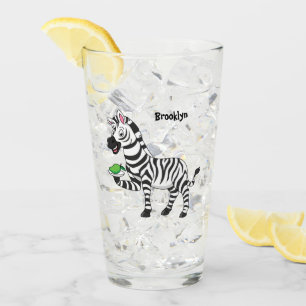Funny zebra cartoon illustration glass