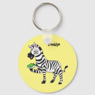 Funny zebra cartoon illustration keychain