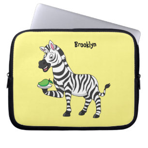 Funny zebra cartoon illustration laptop sleeve