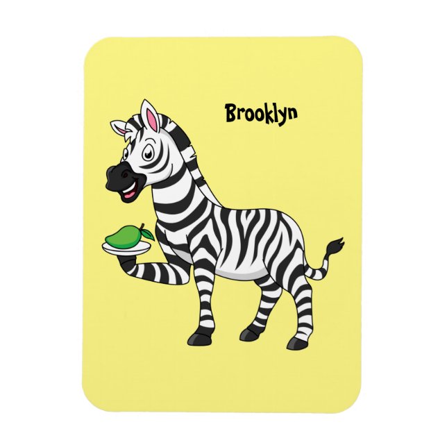 Funny zebra cartoon illustration magnet (Vertical)