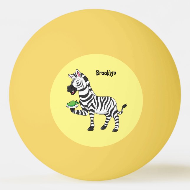 Funny zebra cartoon illustration ping pong ball (Front)