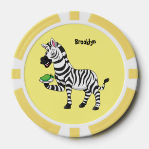 Funny zebra cartoon illustration poker chips