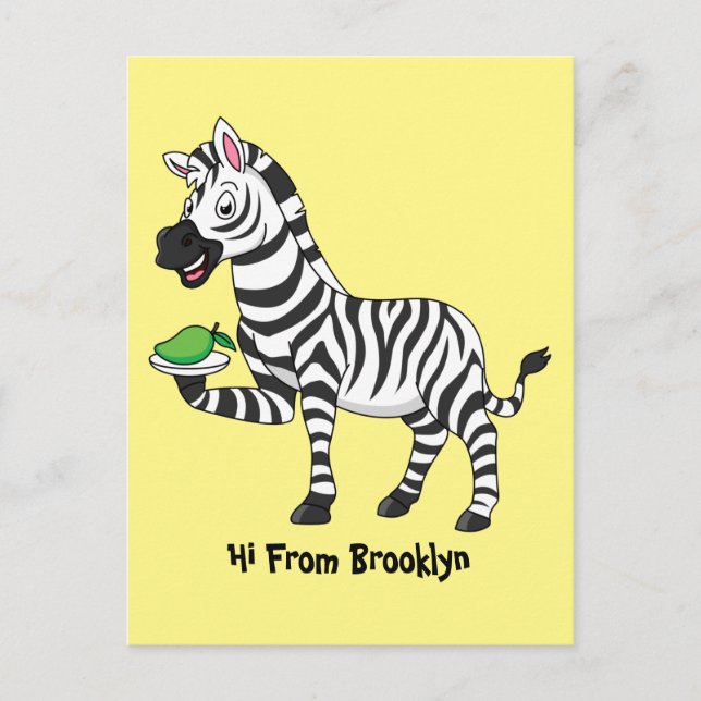 Funny zebra cartoon illustration postcard (Front)