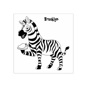 Funny zebra cartoon illustration rubber stamp