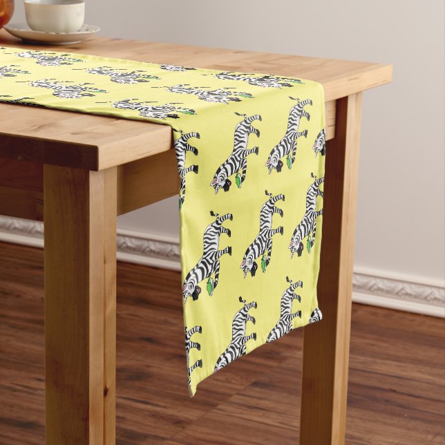 Funny zebra cartoon illustration  short table runner (In Situ)