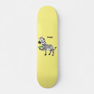 Funny zebra cartoon illustration  skateboard