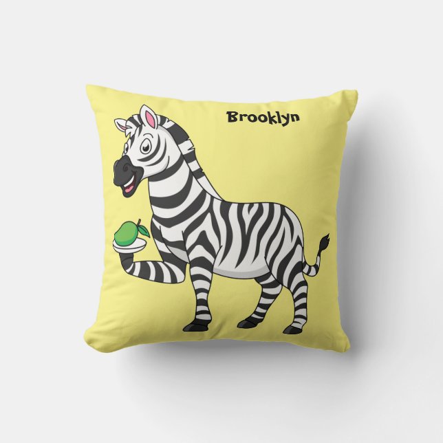 Funny zebra cartoon illustration throw pillow (Front)