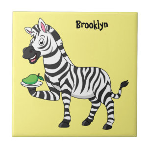 Funny zebra cartoon illustration tile