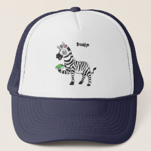 Funny zebra cartoon illustration trucker hat