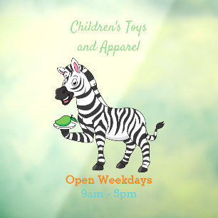 Funny zebra cartoon illustration window cling