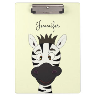 Funny zebra cartoon kids clipboard
