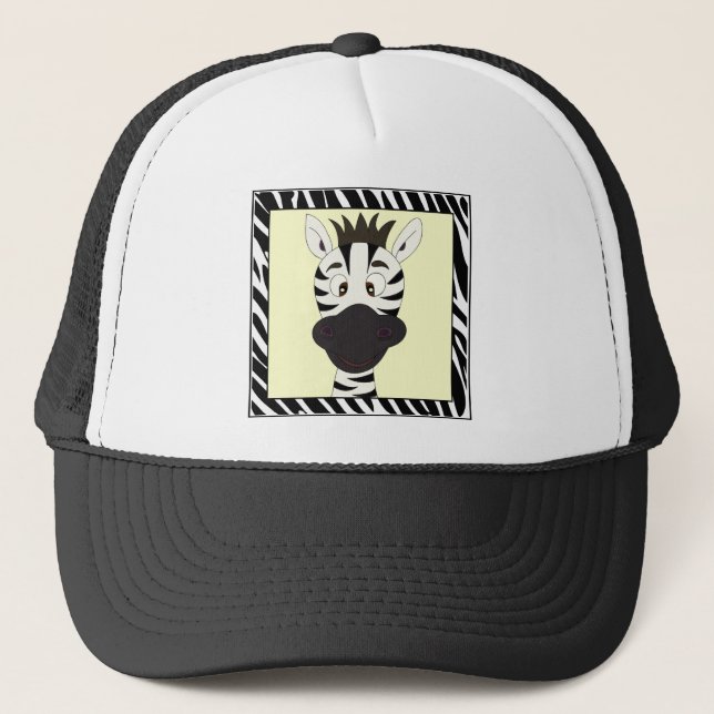 Funny zebra cartoon trucker hat (Front)
