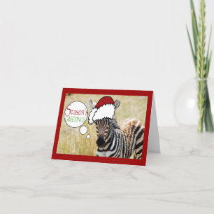 Funny zebra Christmas greeting business Holiday Card