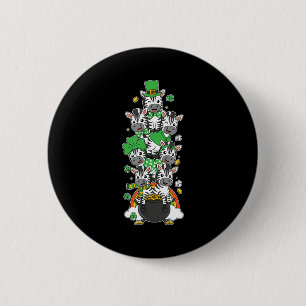 Funny zebra clover st patricks day womens mens kid 2 inch round button