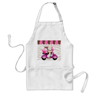 Funny Zebra Cupcake Scooter Girl Bakery Apron