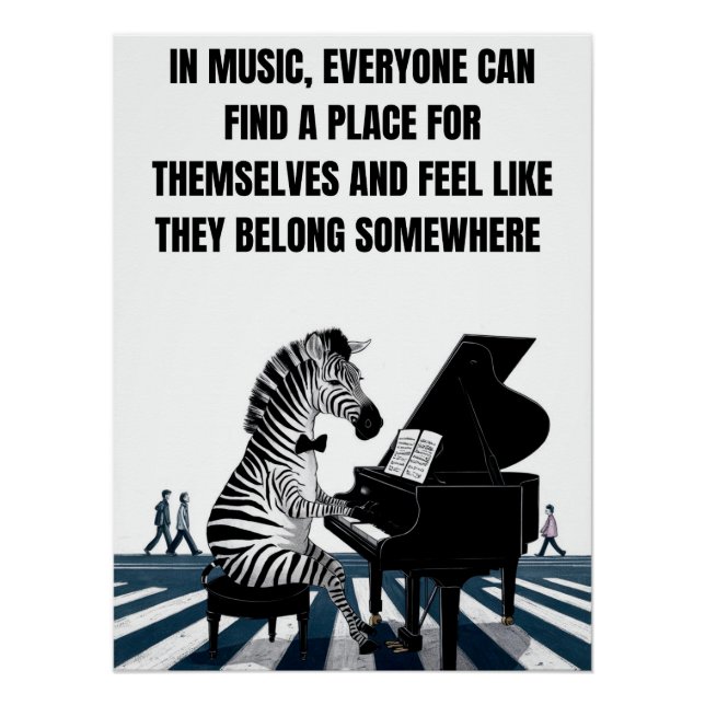 Funny Zebra Poster, Retro Music Poster (Front)