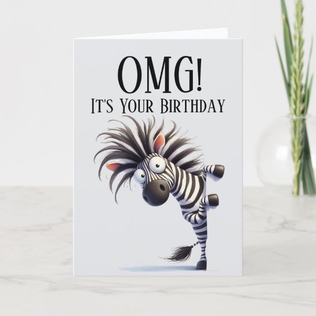 Funny Zebra Theme Birthday Card (Front)
