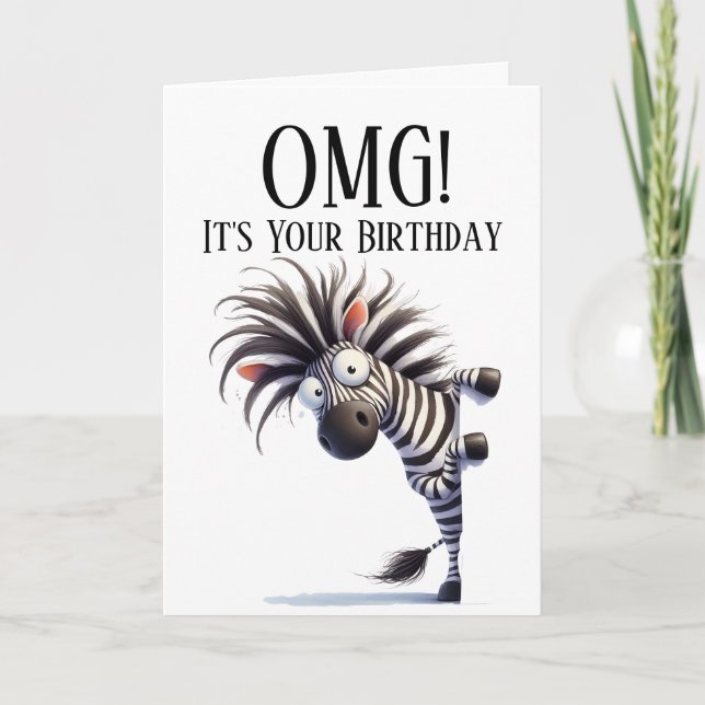 Funny Zebra Theme Birthday Card (Front)